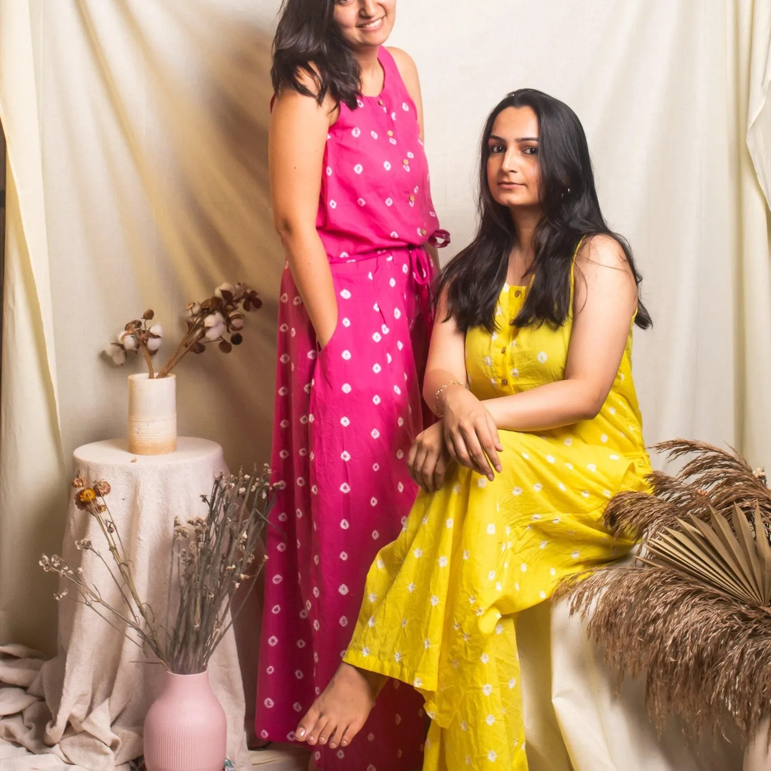 Pink Bandhani Jumpsuit