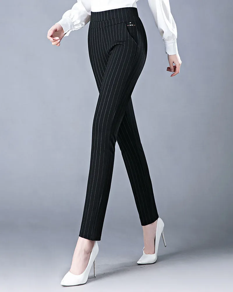 Pocket casual high waist trousers