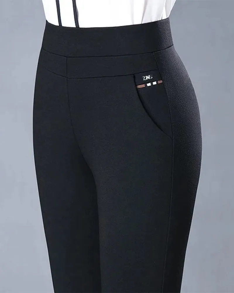 Pocket casual high waist trousers