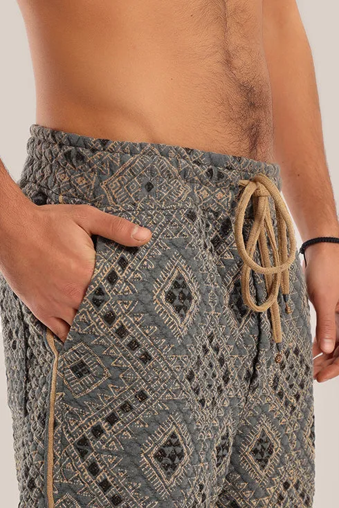 Printed elastic waistband quilted Pants