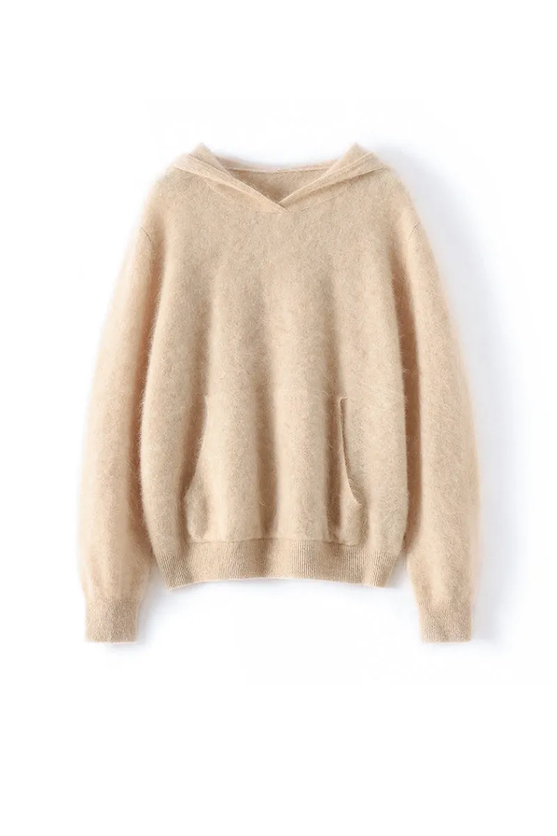 Pure Brushed Cashmere Hoodie Sweater