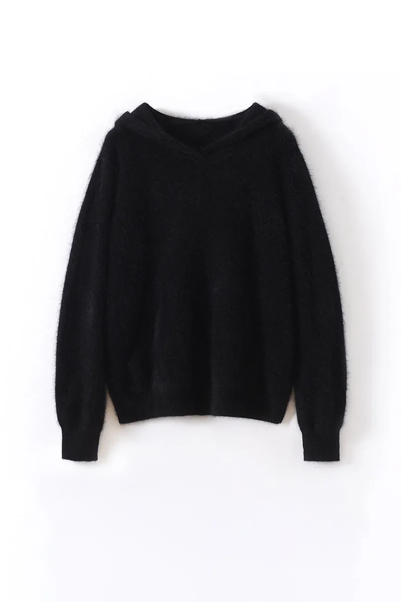 Pure Brushed Cashmere Hoodie Sweater
