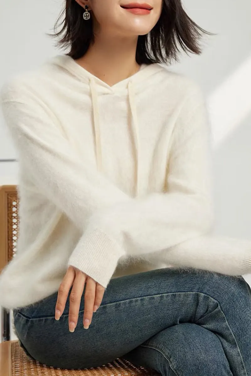 Pure Brushed Cashmere Hoodie Sweater