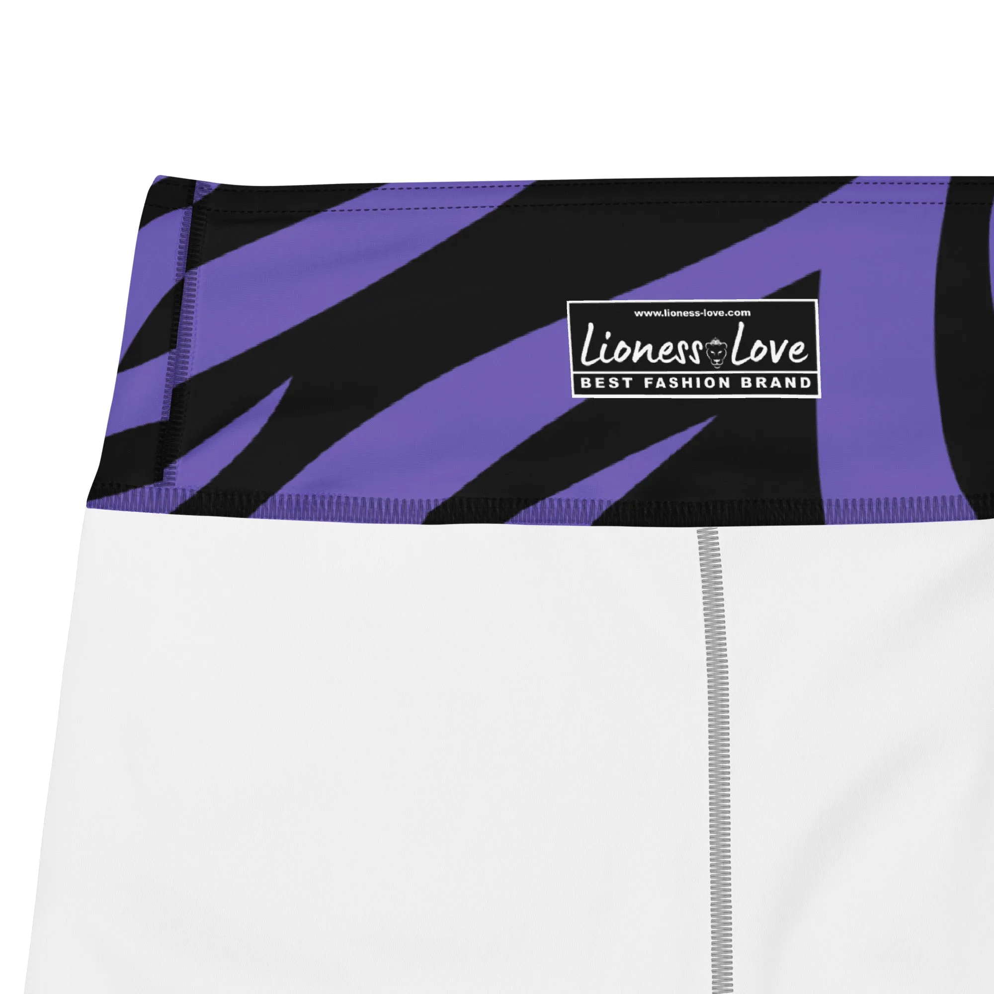 Purple and Black Zebra Print Yoga Capri Leggings Fitness Capri Leggings, lioness-love