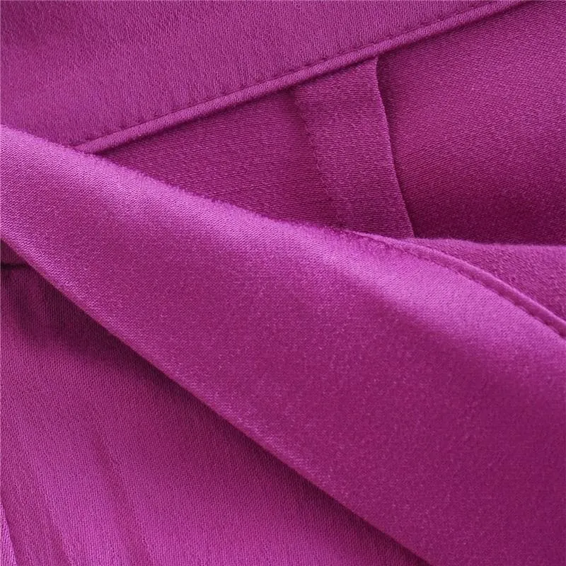 PURPLE SATIN HIGH WAIST LOOSE WIDE PANTS