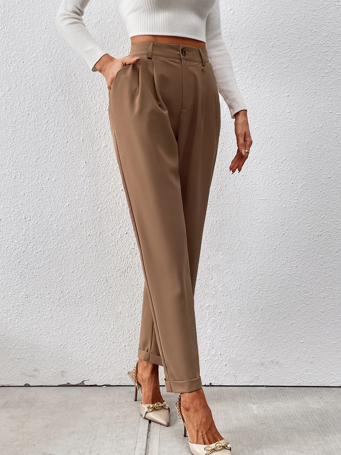 Raffinéa High Waist Plicated Detail Suit Pants