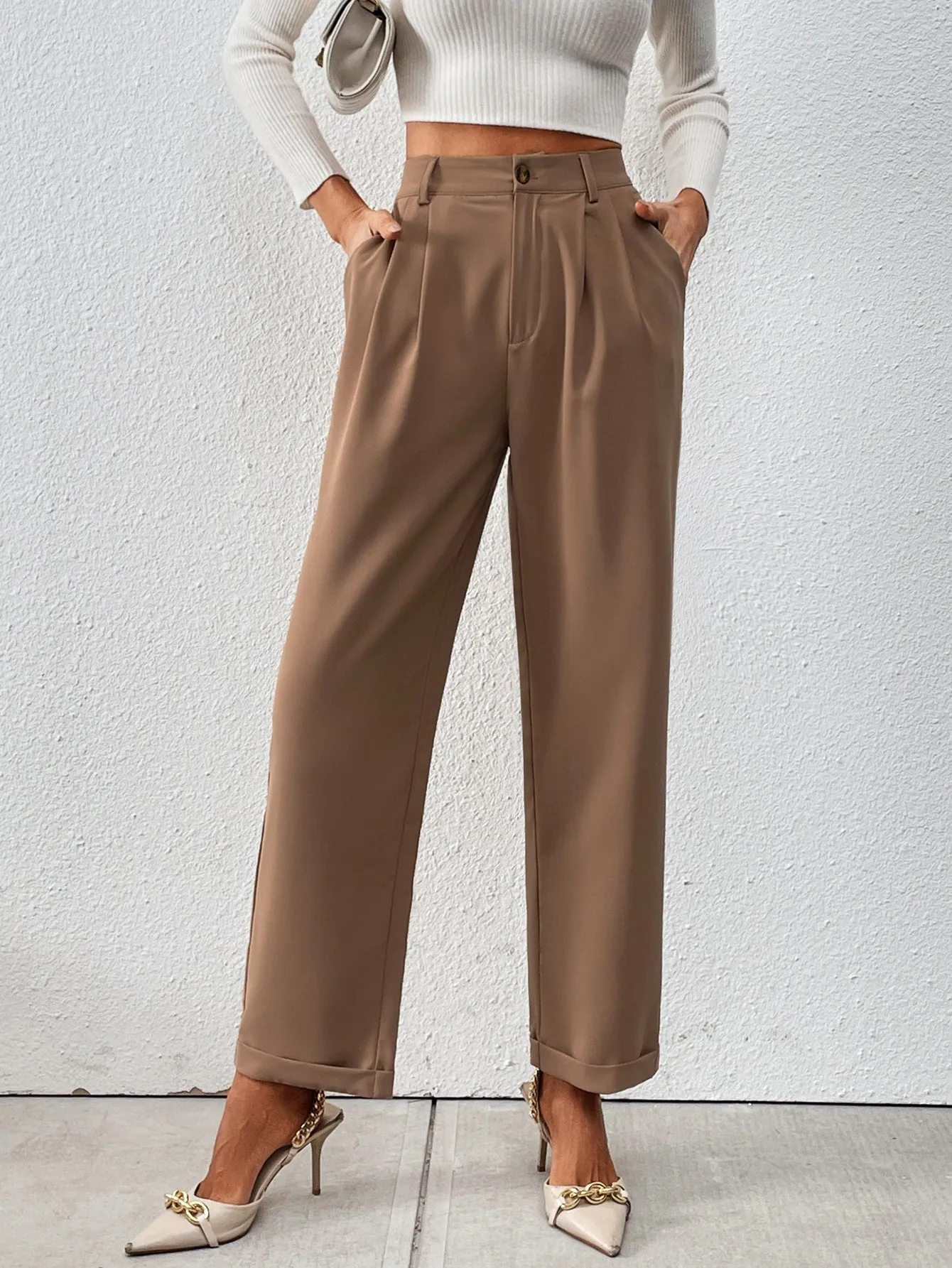 Raffinéa High Waist Plicated Detail Suit Pants
