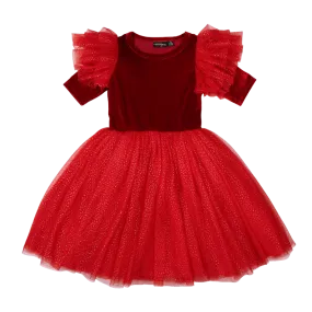 Rock Your Kid Red Velvet Sparkle Party Dress