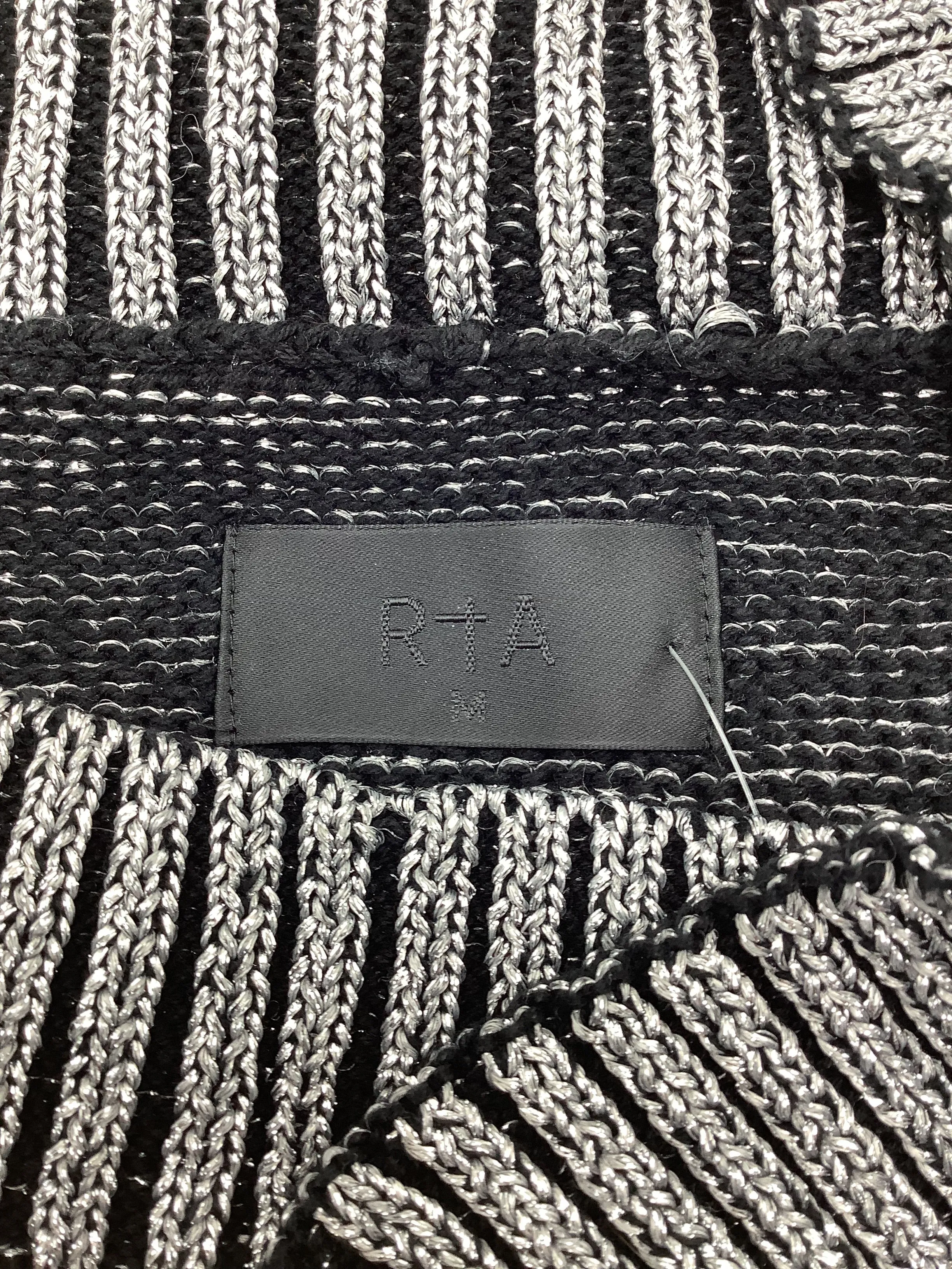 RTA Top Asymmetrical Metallic Sweater Silver Size: M