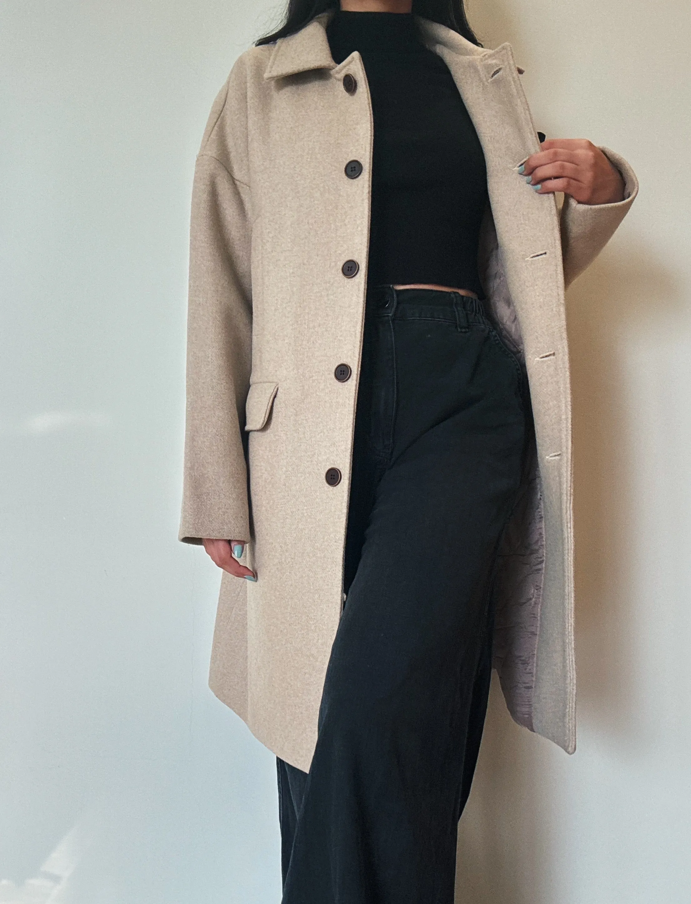 Sand Long Coat (Wool-Blend)
