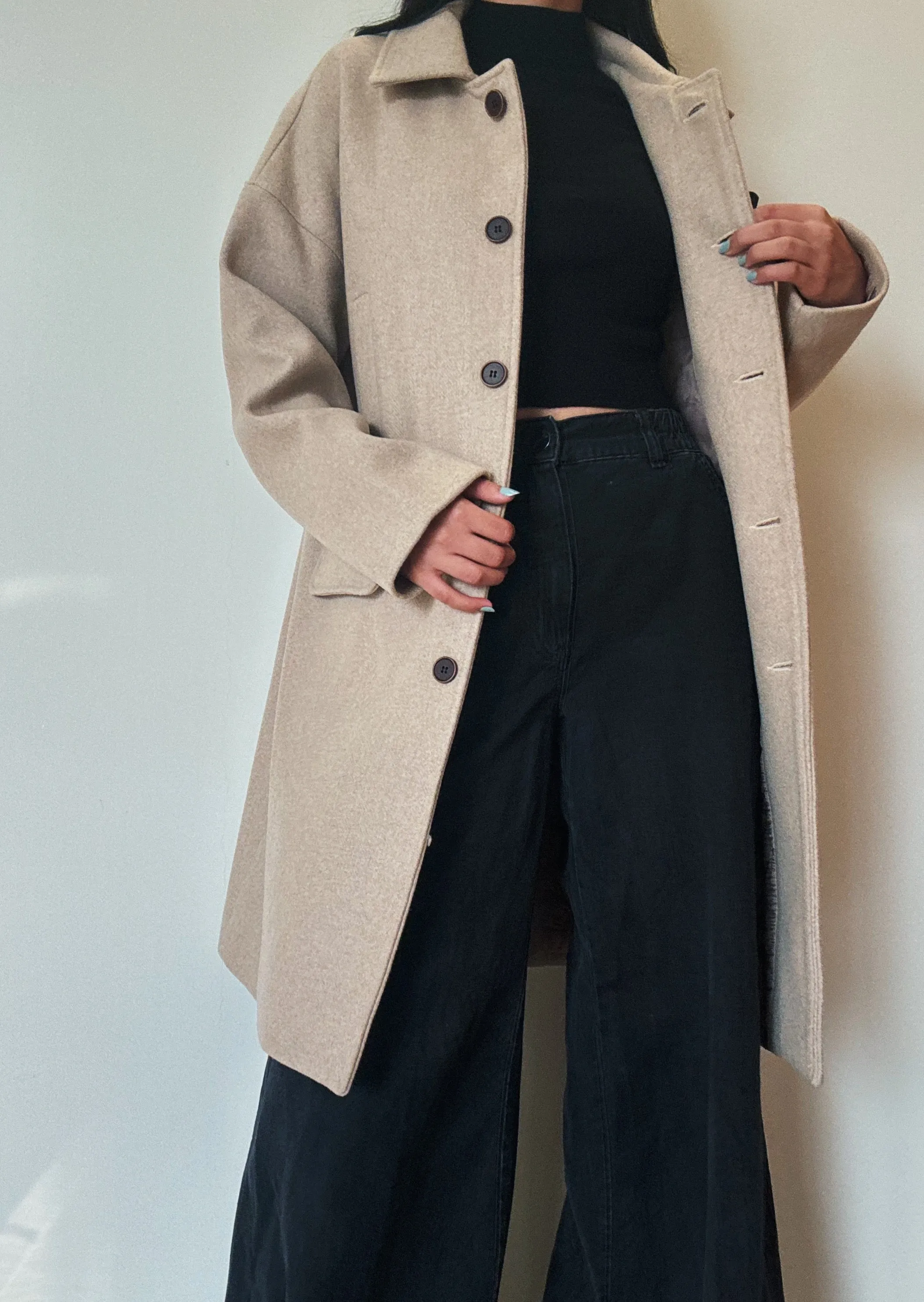 Sand Long Coat (Wool-Blend)