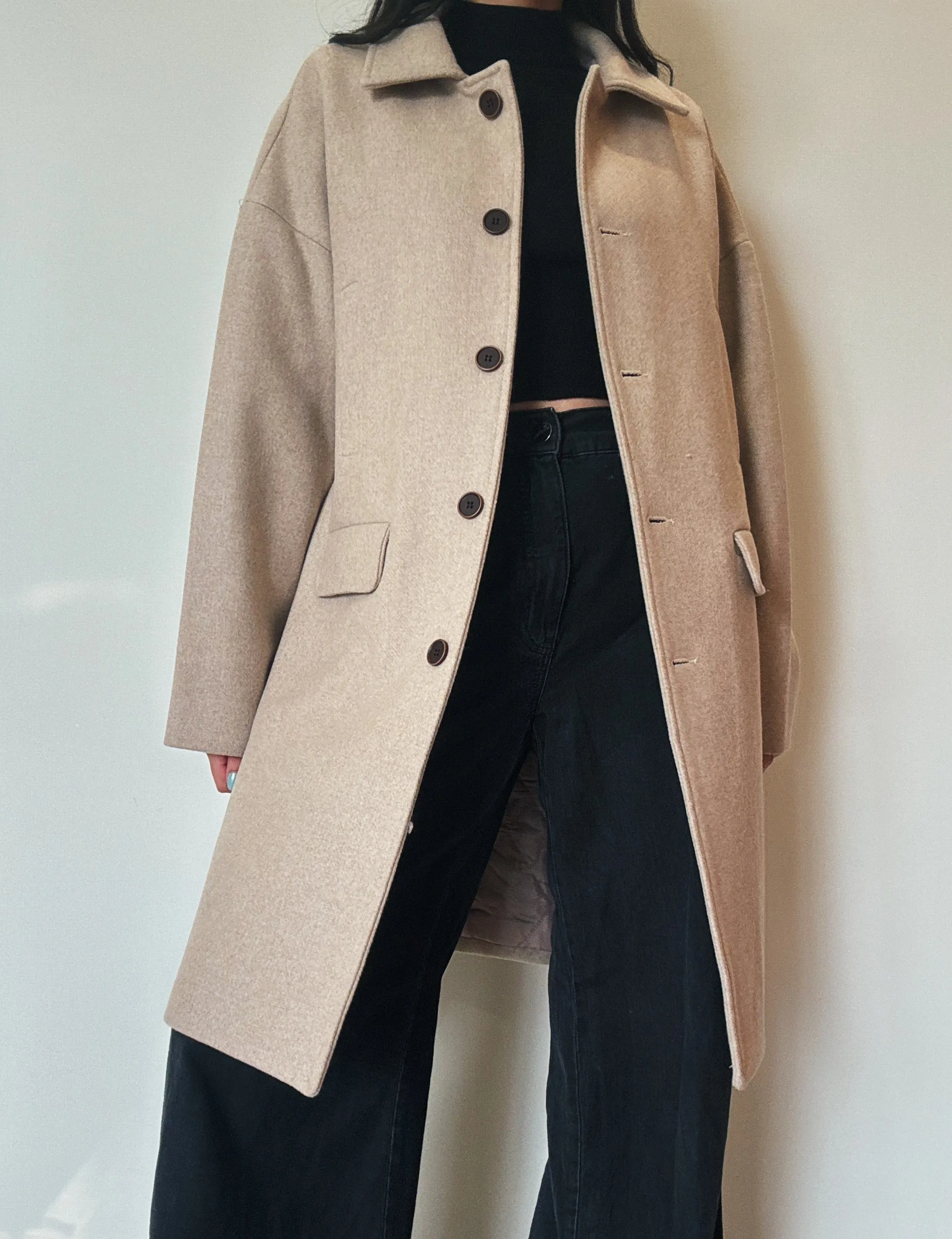 Sand Long Coat (Wool-Blend)