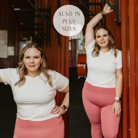 Setting The Barre Short Sleeve Crop Top in Off White