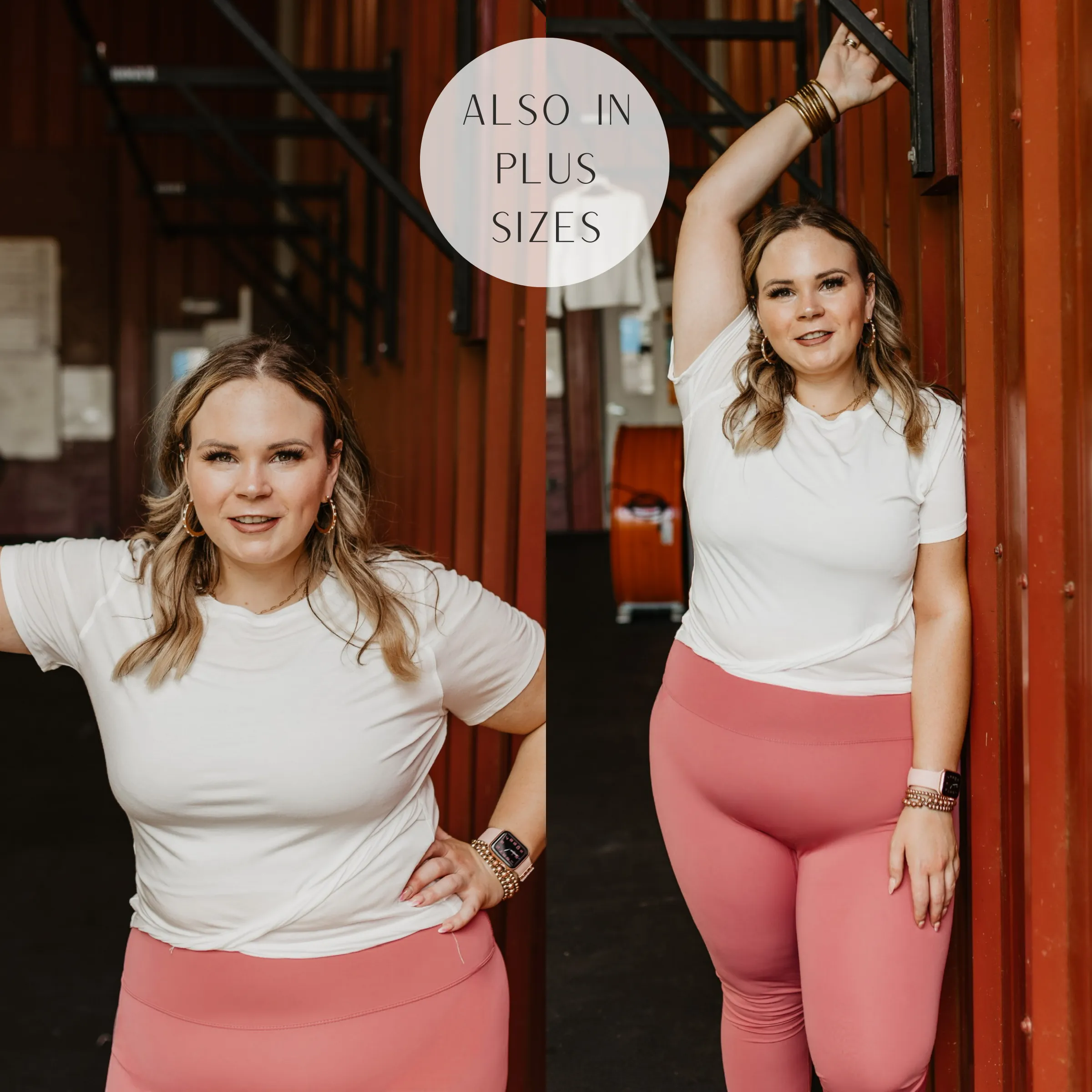 Setting The Barre Short Sleeve Crop Top in Off White