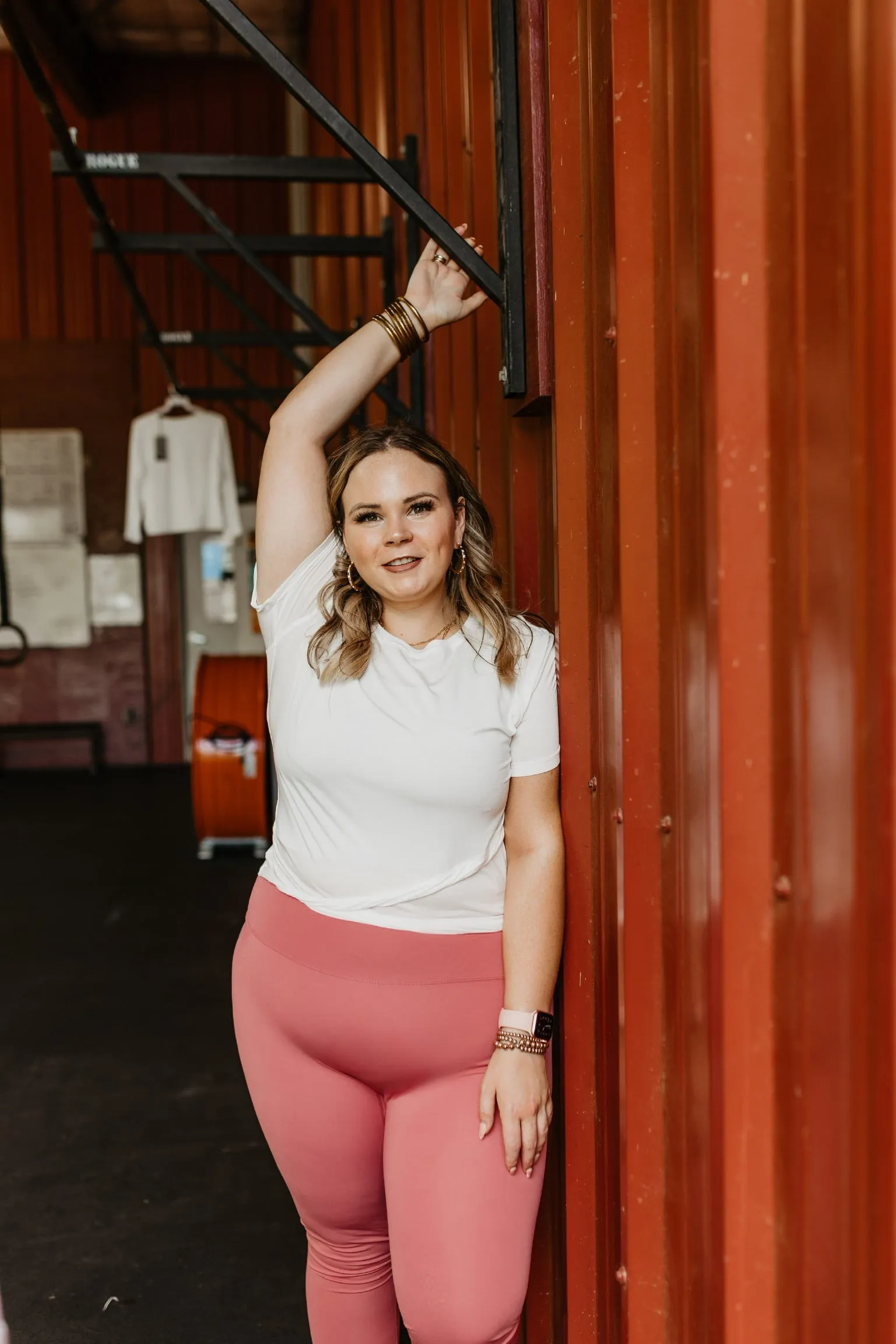 Setting The Barre Short Sleeve Crop Top in Off White