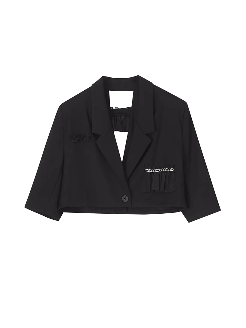 Short-sleeved Cropped Jacket ＆ High Waist Shorts