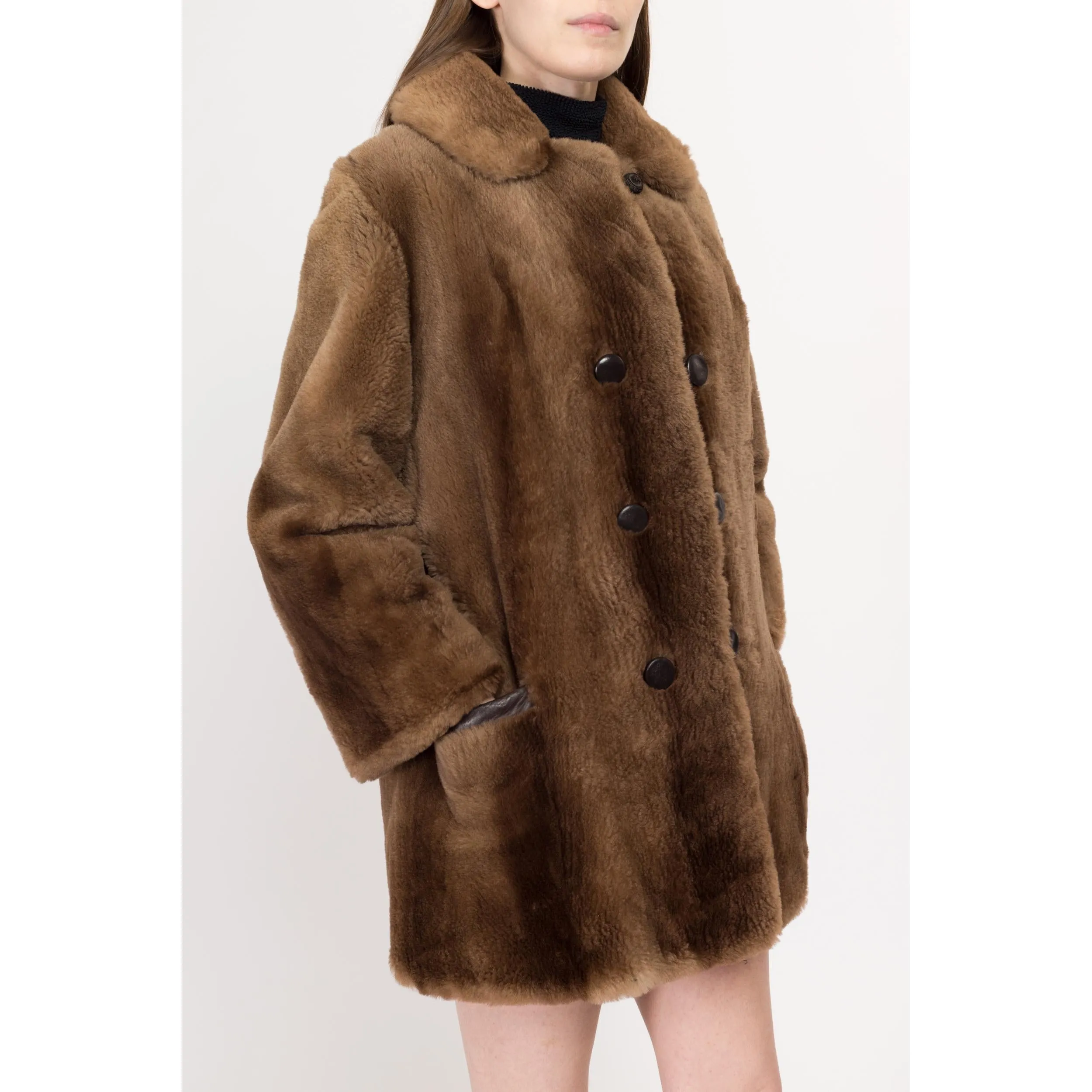 Small 1950s Brown Fur Teddy Bear Swing Jacket