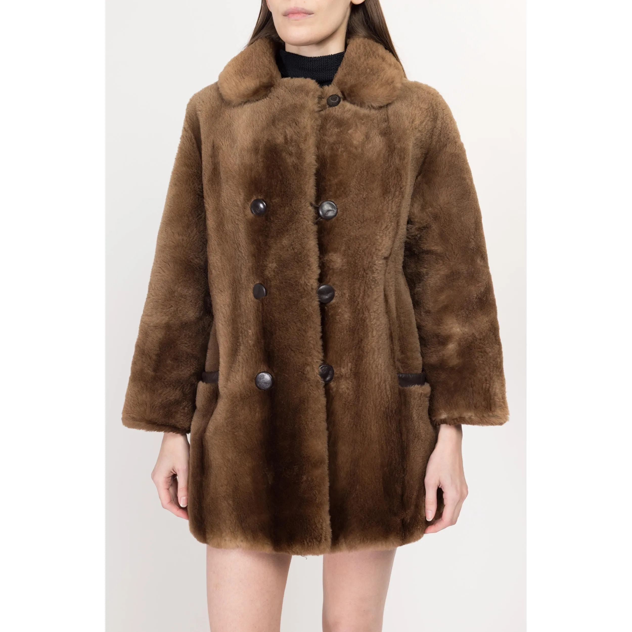 Small 1950s Brown Fur Teddy Bear Swing Jacket