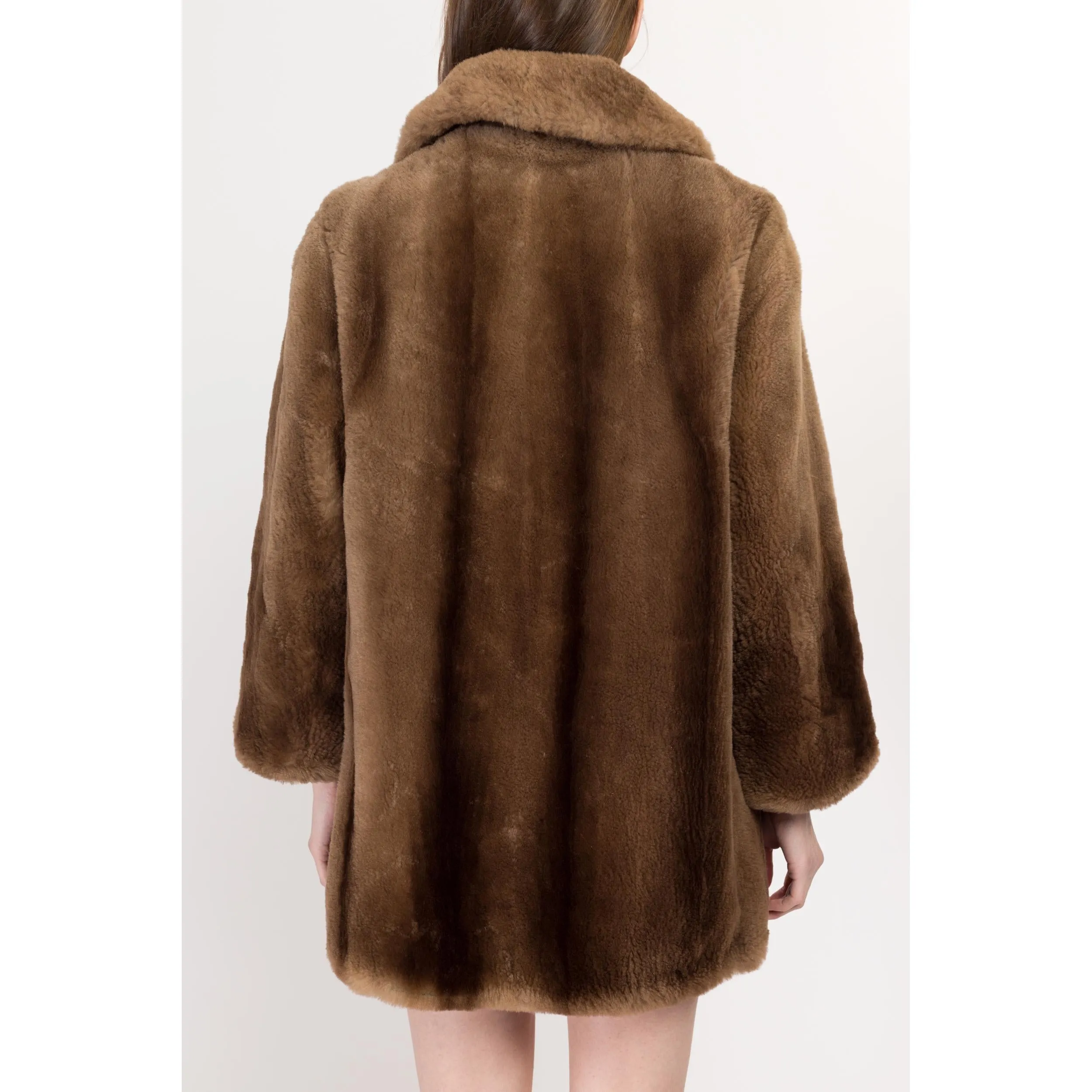 Small 1950s Brown Fur Teddy Bear Swing Jacket