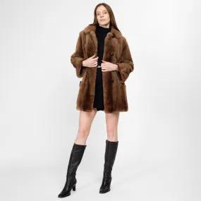 Small 1950s Brown Fur Teddy Bear Swing Jacket