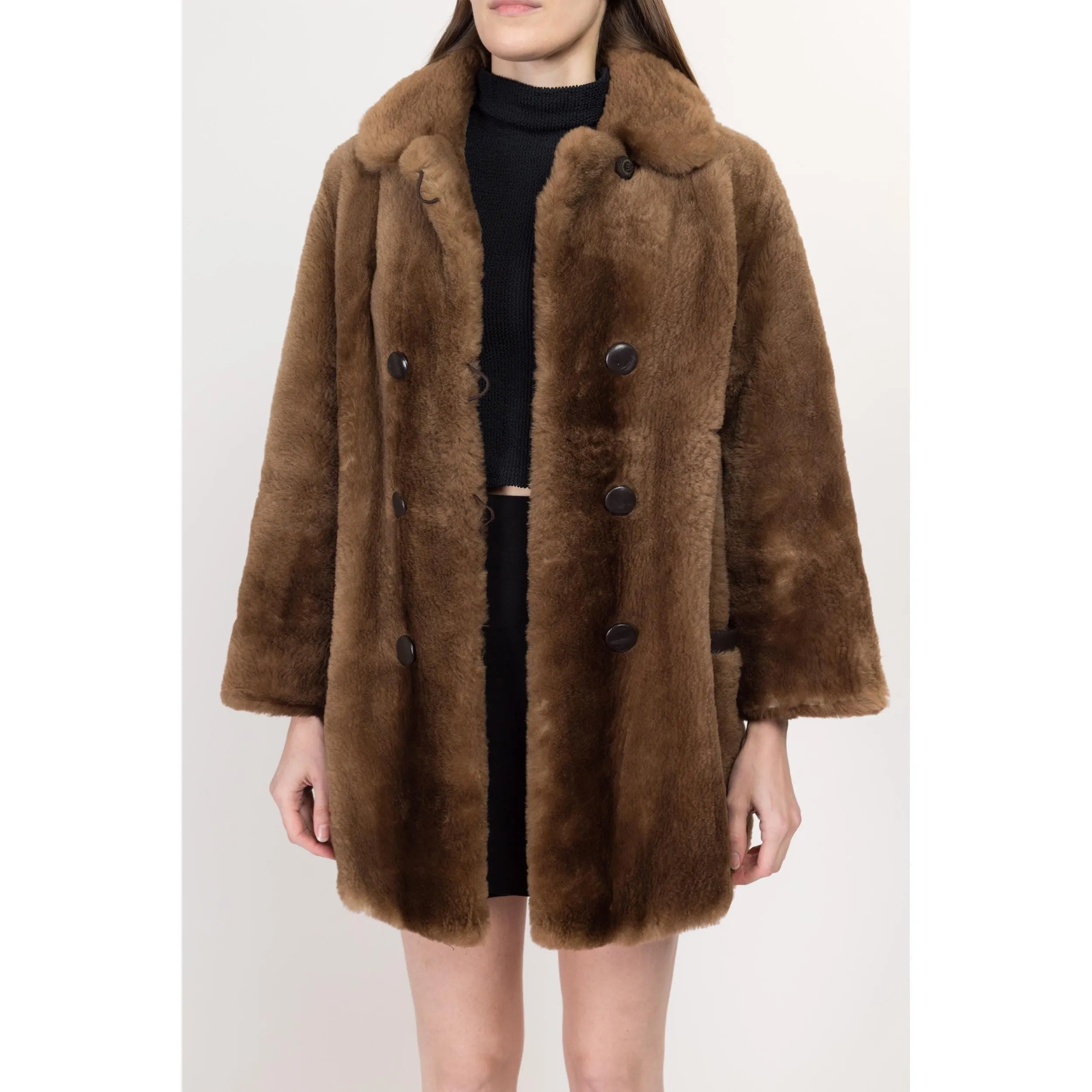 Small 1950s Brown Fur Teddy Bear Swing Jacket