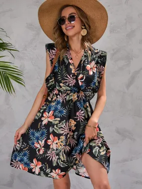 Summer Dress Woman 2023 Trendy New Printed V-neck Sexy Dress Waistband Ruffled Edge Luxury Evening Dresses 2023 Woman Clothing