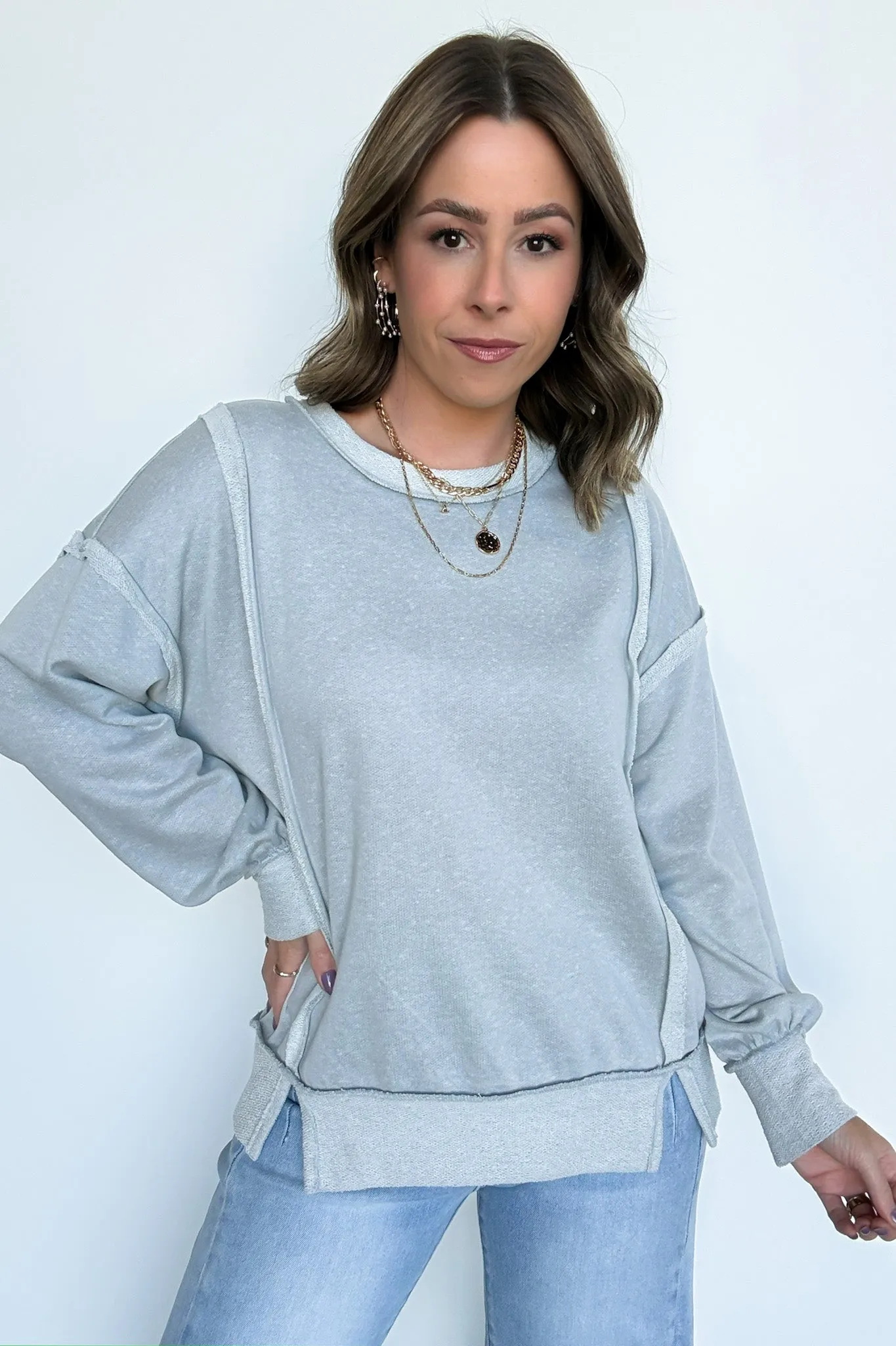 Taking Notes Exposed Seam Relaxed Sweatshirt