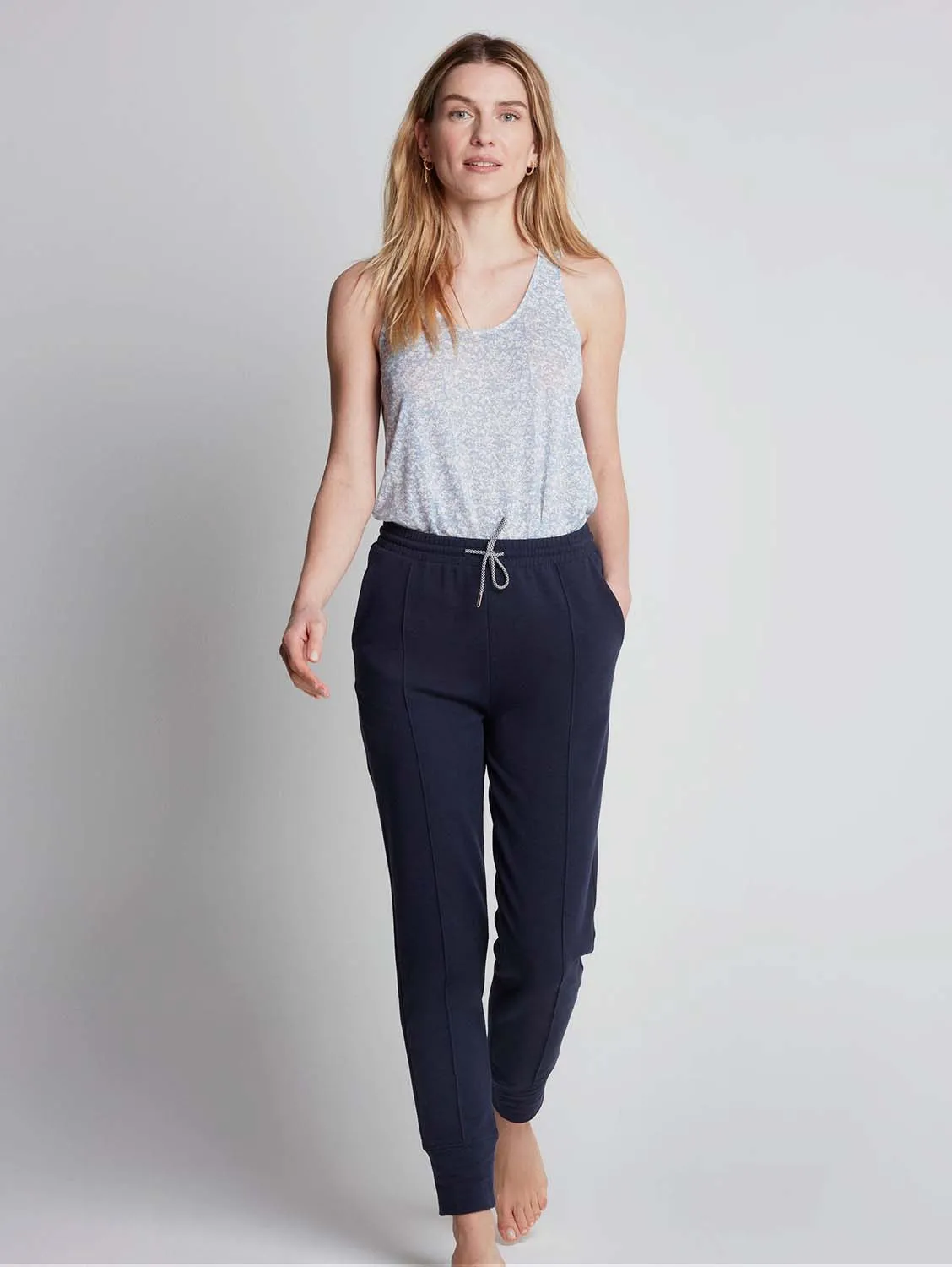 Tapered Cotton & TENCEL™ Lyocell Lounge Trousers | Navy
