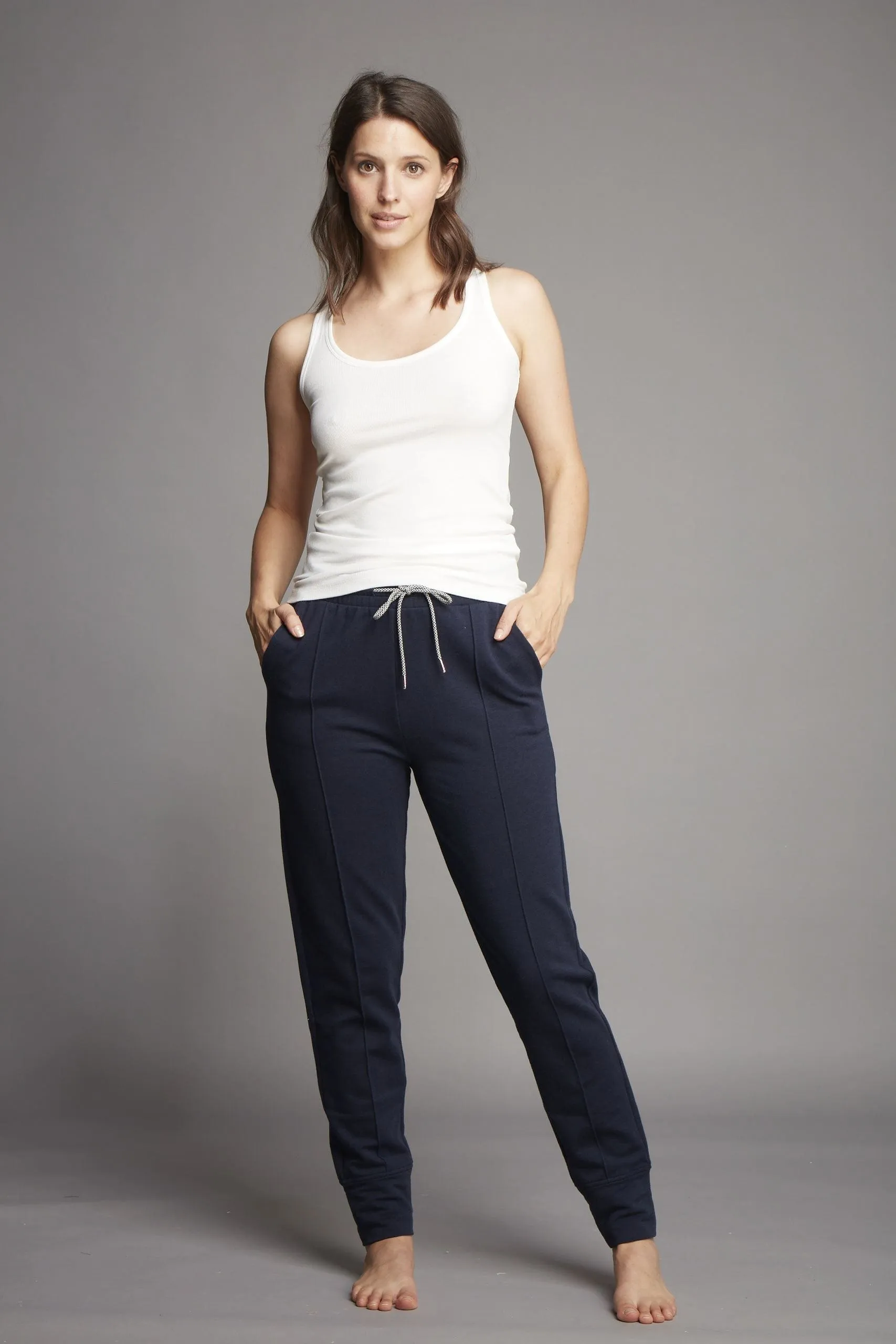 Tapered Cotton & TENCEL™ Lyocell Lounge Trousers | Navy