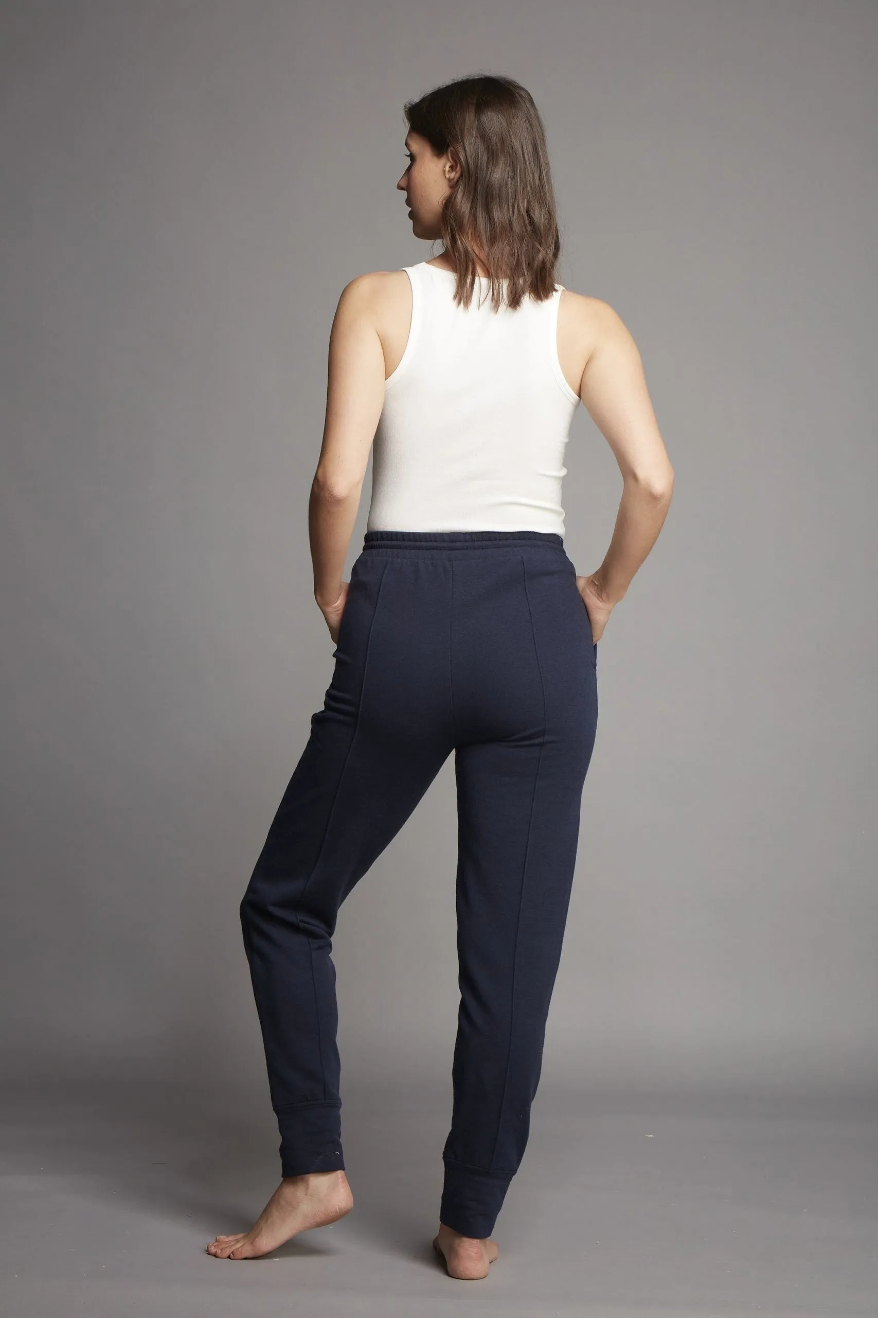 Tapered Cotton & TENCEL™ Lyocell Lounge Trousers | Navy