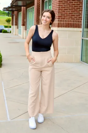 Taupe high waist wide pants
