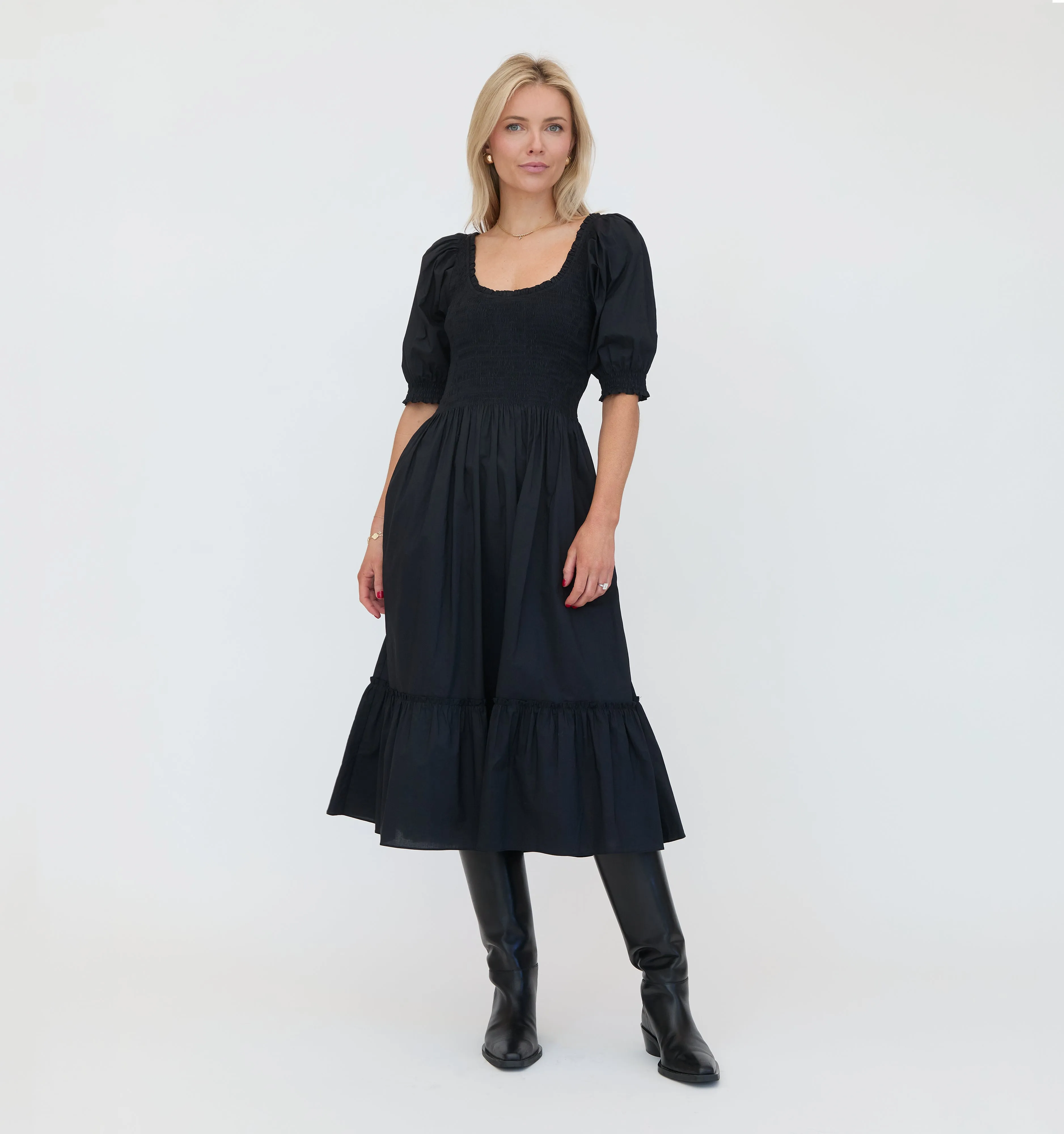 The Louisa Nap Dress - Black Cotton