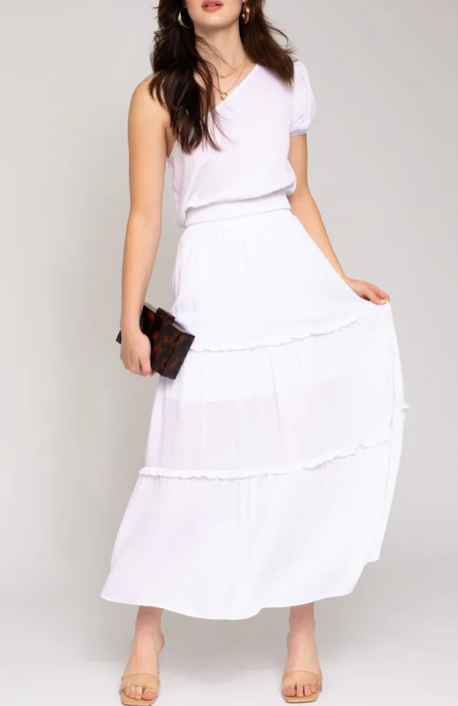 Tiered Flowy Midi Skirt