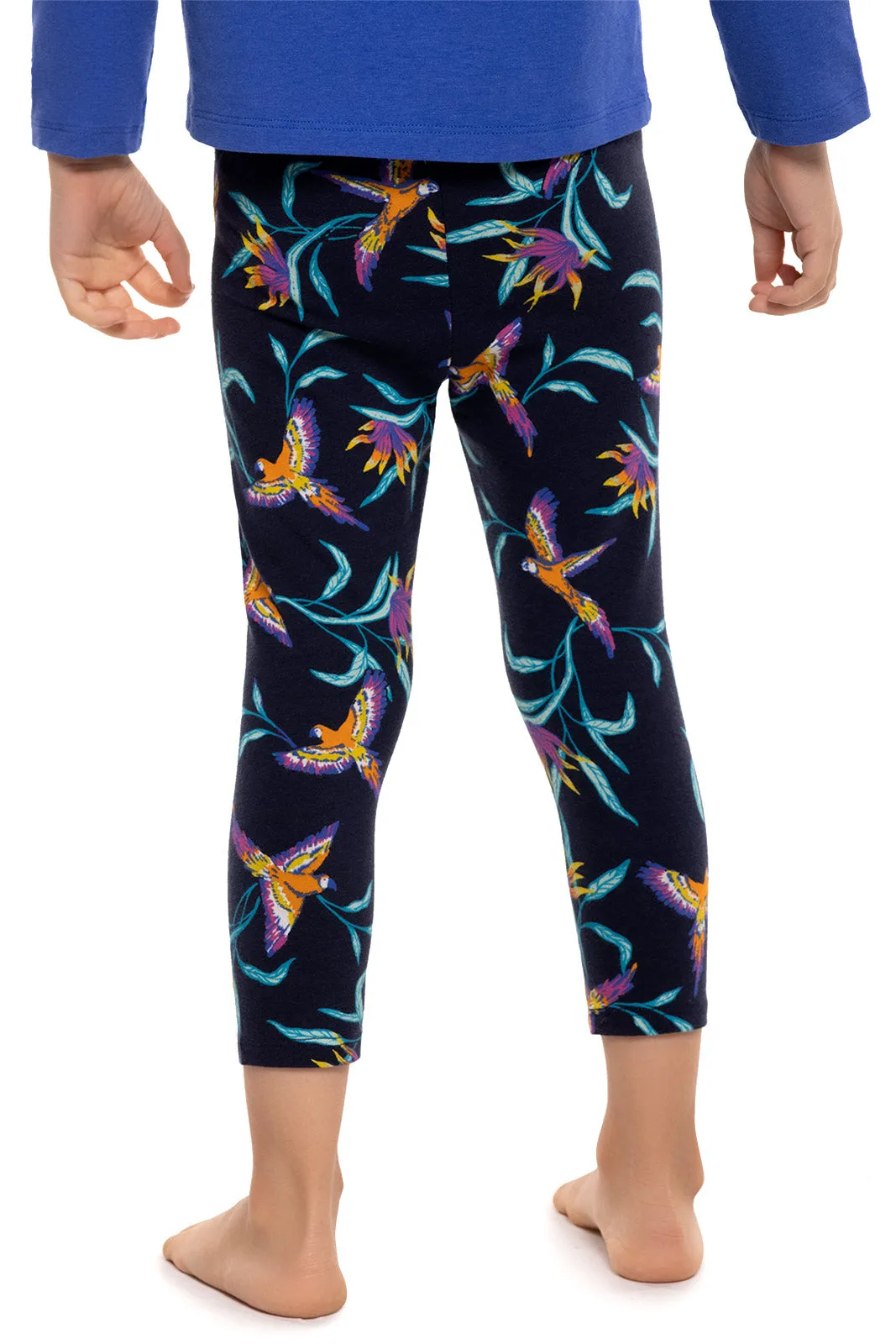 Toddler Monterey Summer Leggings  |  Navy Birds of Paradise