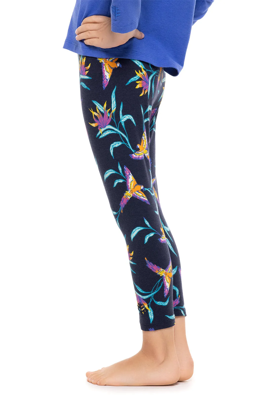Toddler Monterey Summer Leggings  |  Navy Birds of Paradise