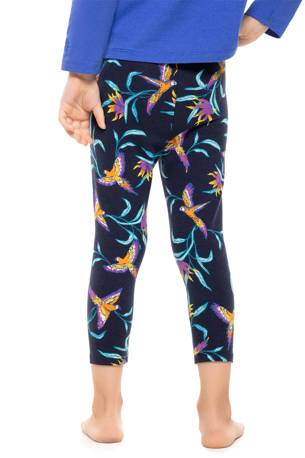 Toddler Monterey Summer Leggings  |  Navy Birds of Paradise