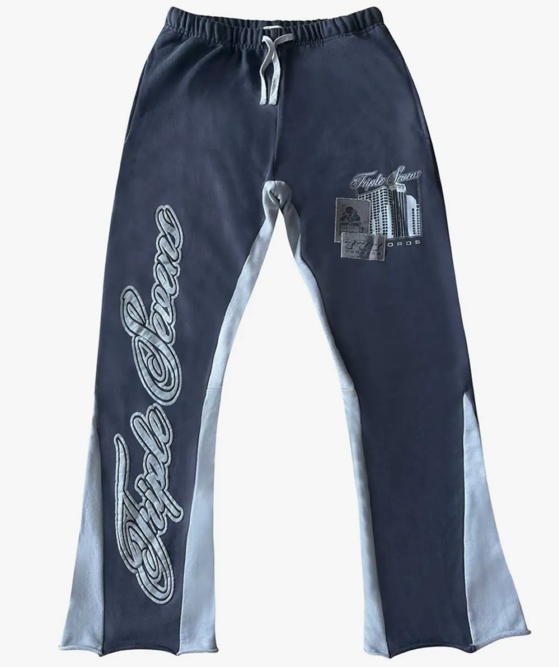 Triple Sevens Patchwork Flared Sweatpants "Charcoal"