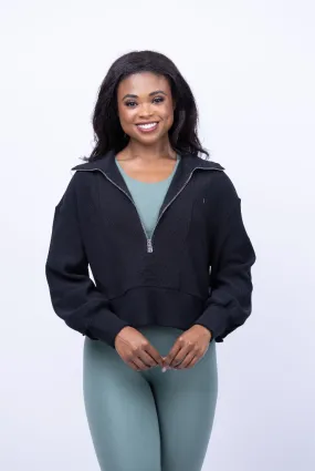 Varley Rhea 1/2 Zip Sweatshirt in Black