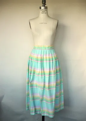 Vintage 1980s Pastel Windowpane Check Skirt With Pockets