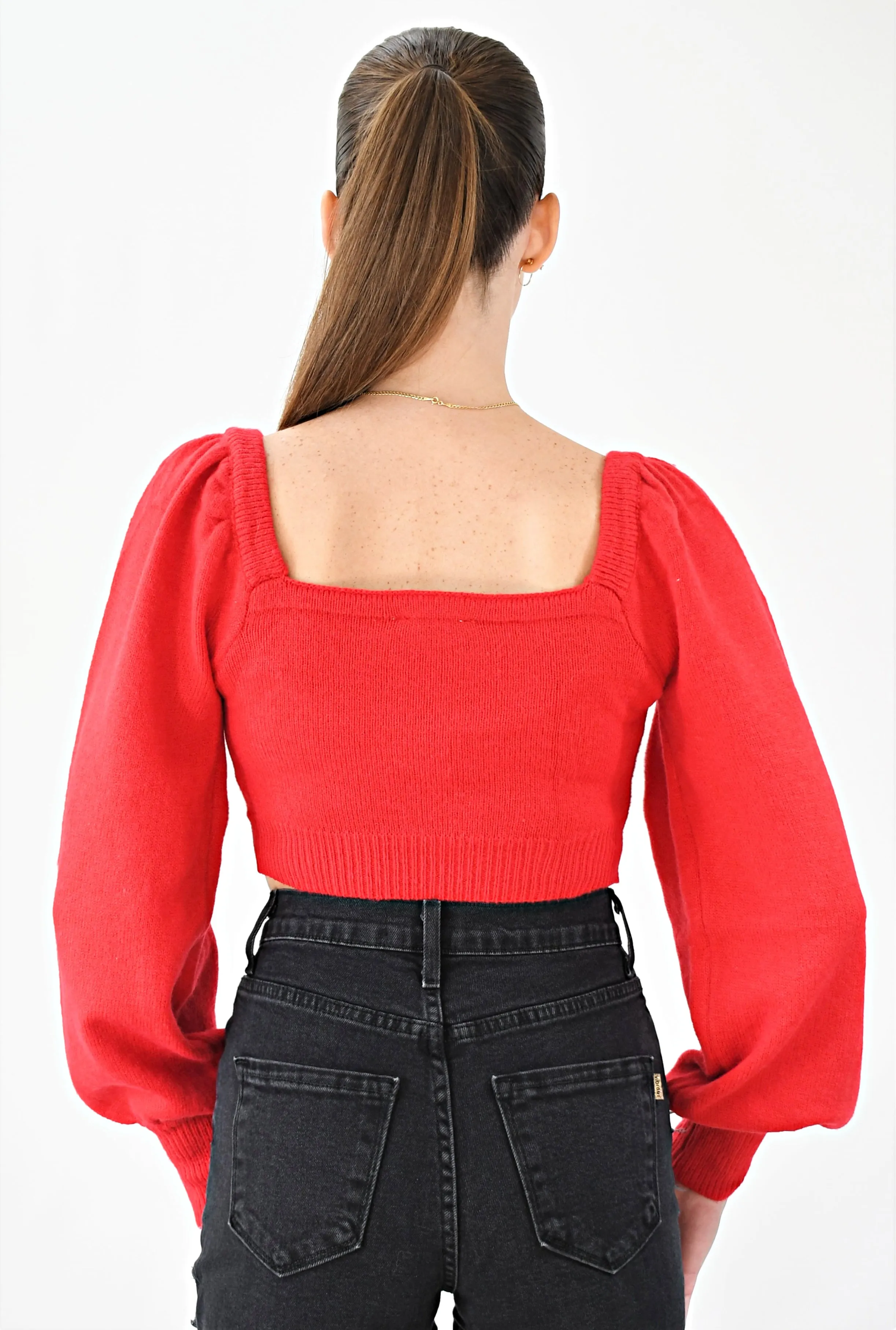 Walkin’ The Line Crop Square Neck Sweater
