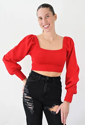 Walkin’ The Line Crop Square Neck Sweater