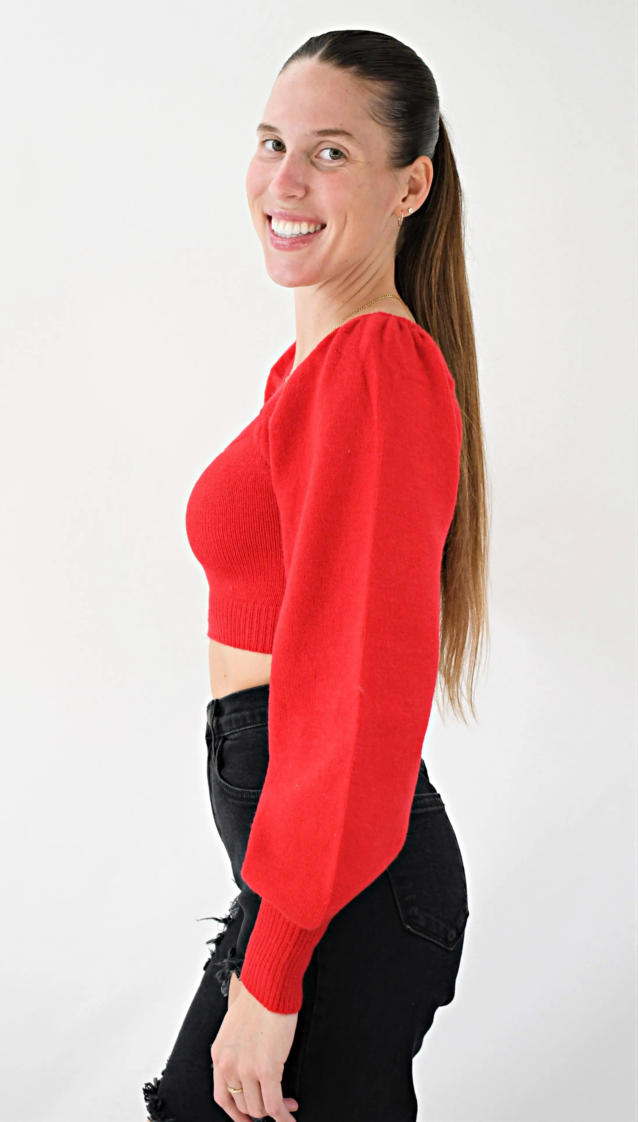 Walkin’ The Line Crop Square Neck Sweater