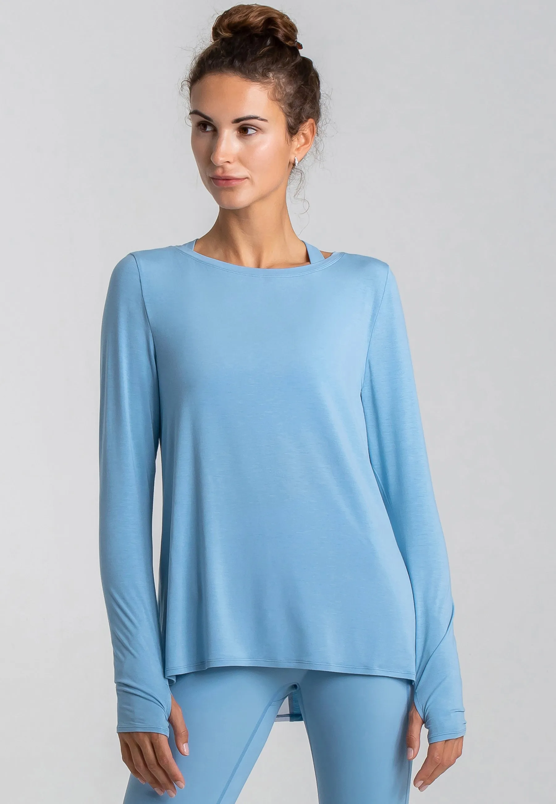 Wave Long Sleeve Top - Dusty Baby Blue