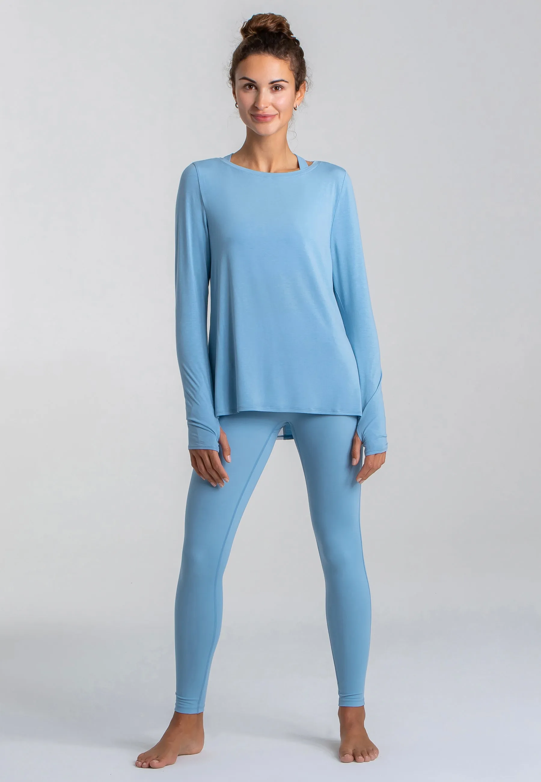 Wave Long Sleeve Top - Dusty Baby Blue