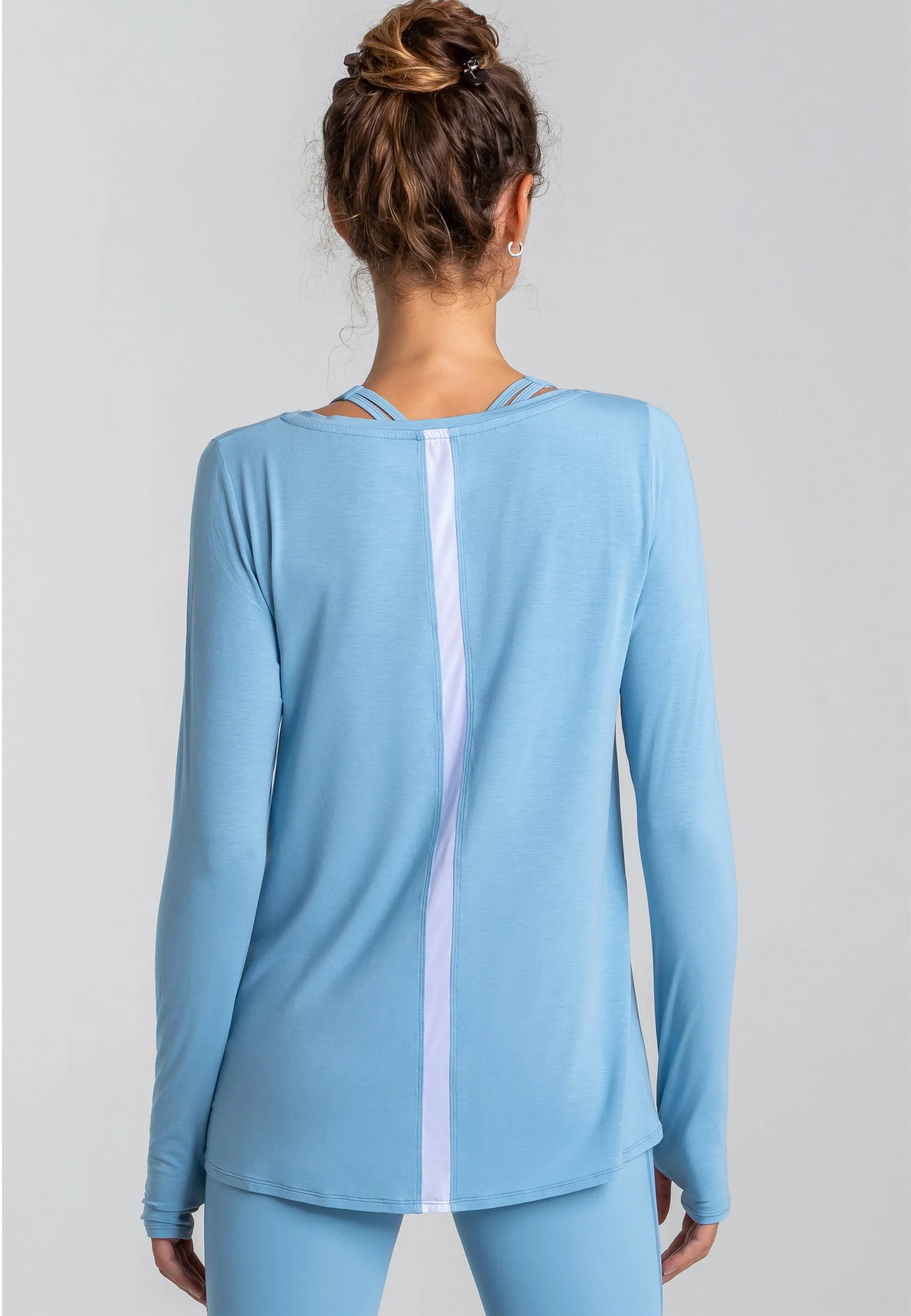 Wave Long Sleeve Top - Dusty Baby Blue