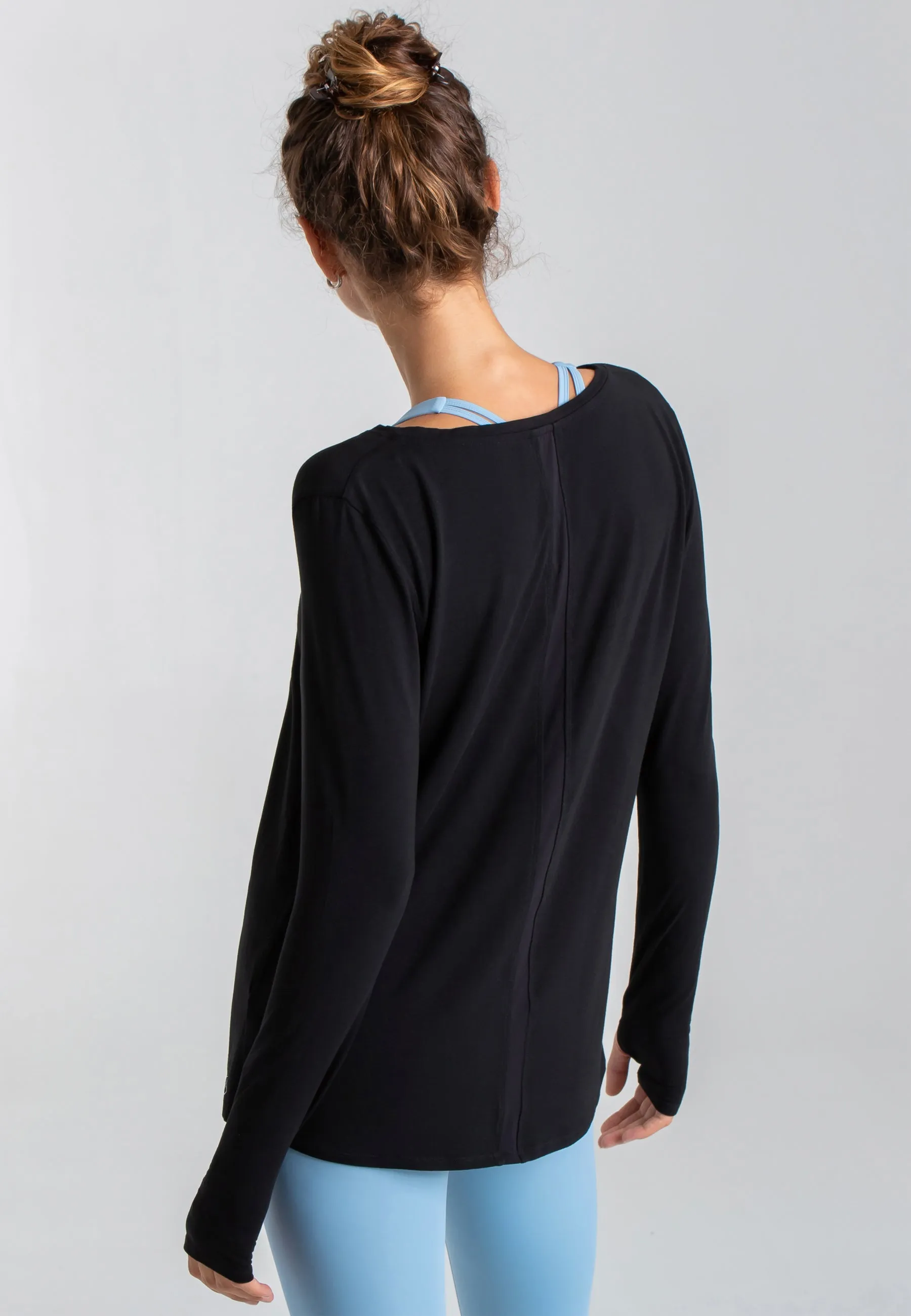 Wave Long Sleeve Top - Schwarz