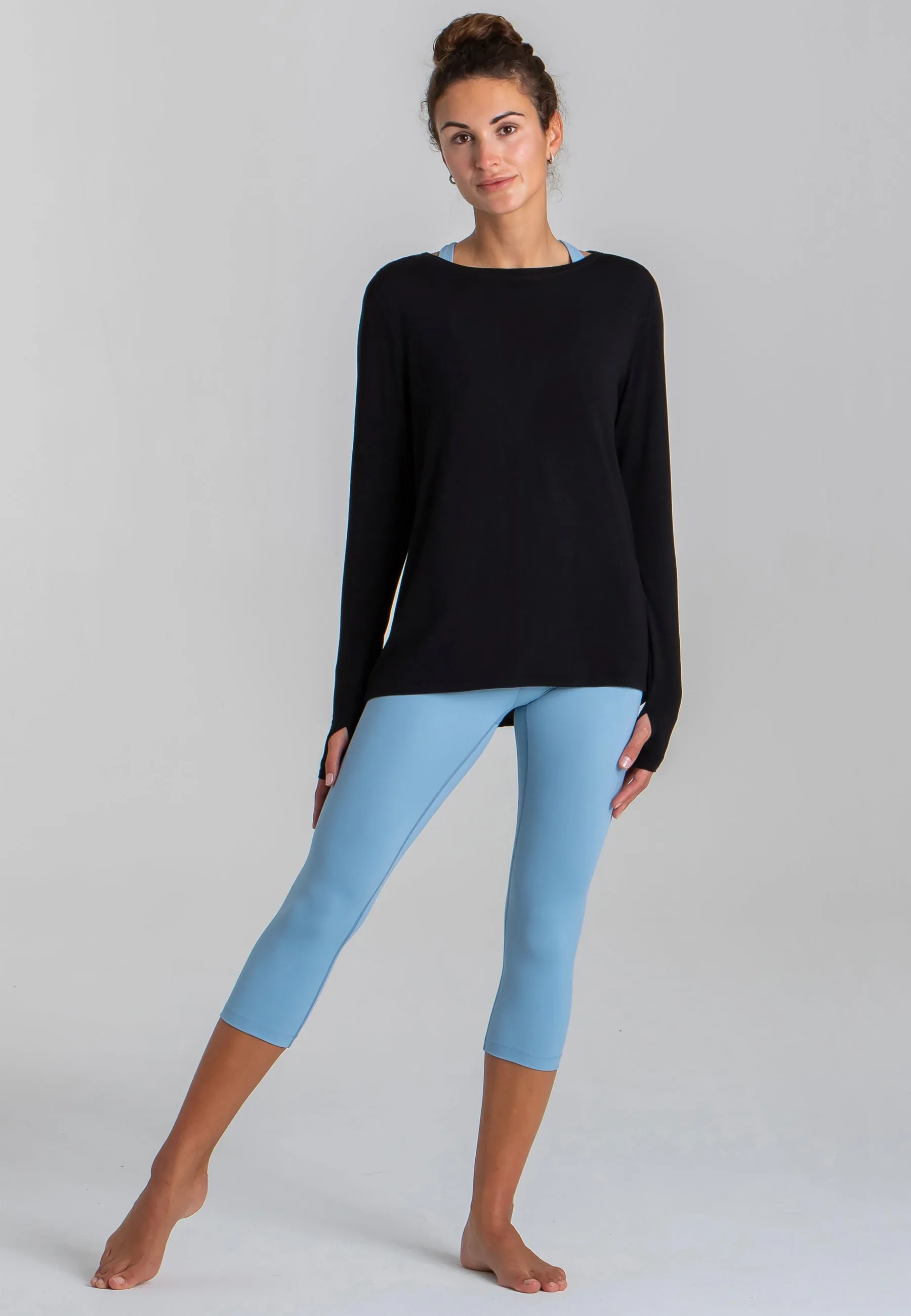 Wave Long Sleeve Top - Schwarz