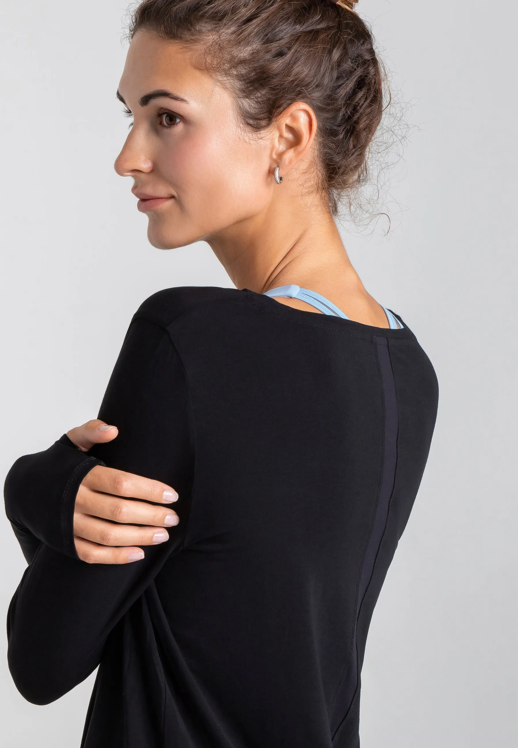 Wave Long Sleeve Top - Schwarz