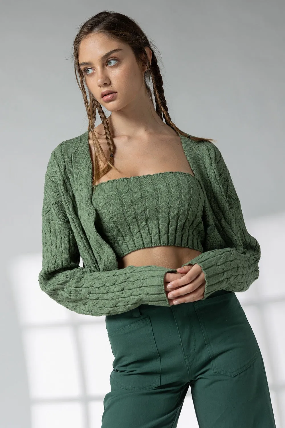 Wendy Cable Knit Sweater Tube Top