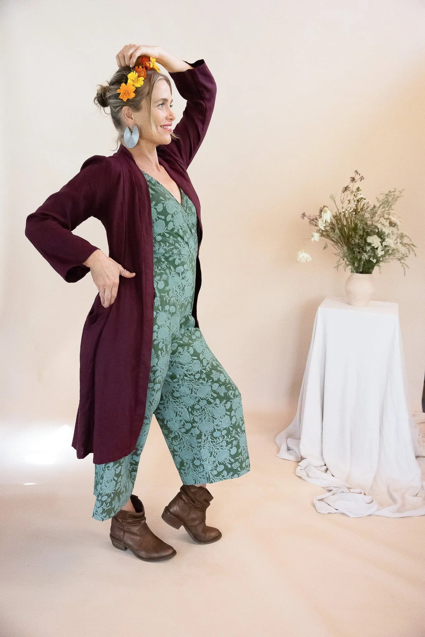 Wide Leg Jumpsuit - Marigold Connection Print